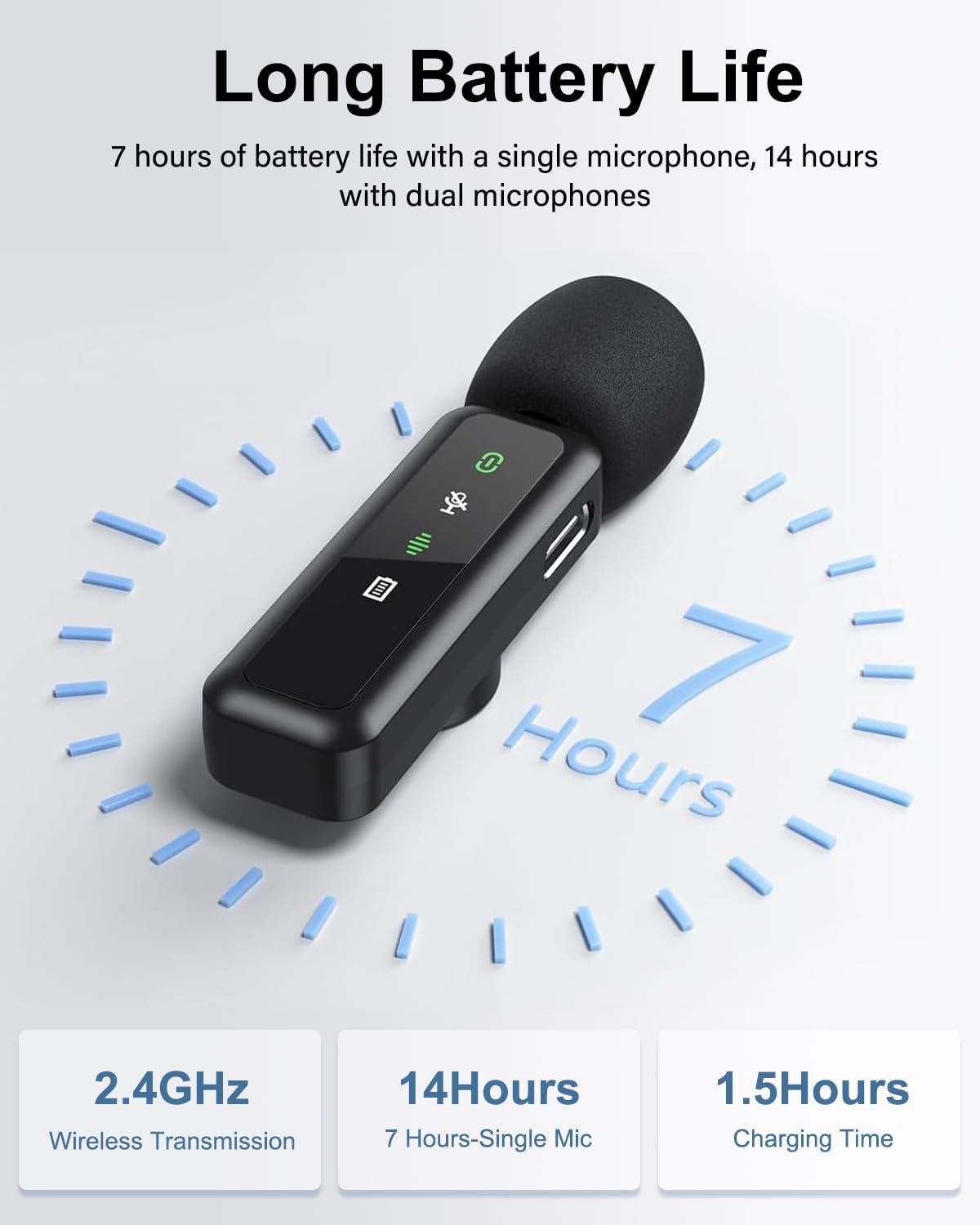 Wireless Lavalier Microphone for iPhone 15/16-2 Pack USB-C Mini Mic for iPhone, Android, iPad with Noise Cancelling & LED Display, Crystal Clear Recording for TikTok, YouTube, Podcast, Vlogging