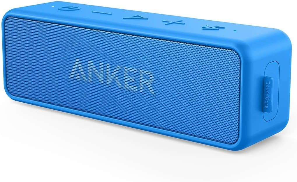Anker SoundCore 2 Portable Bluetooth Speaker with Better Bass, 24-Hour Playtime, 66ft Bluetooth Range, IPX7 Water Resistance & Built-in Mic, Dual-Driver Wireless Speaker (Red)