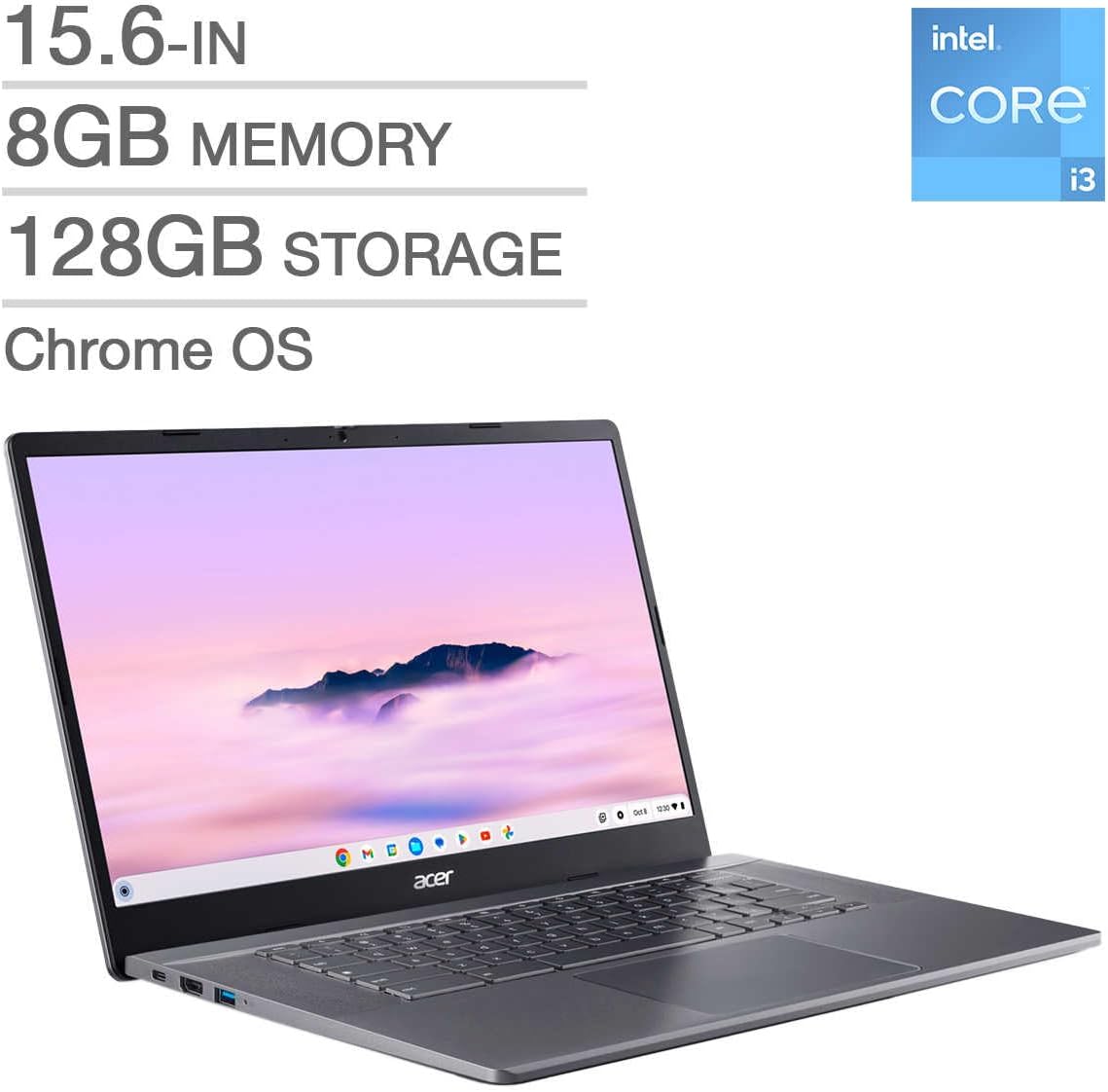 Acer Chromebook Plus Laptop with Google AI | 15.6" LED 1920x1080 Display | Intel Core i3 1215U | 8GB DDR5, 128GB SSD | Chrome OS | CB515-2H-31NY