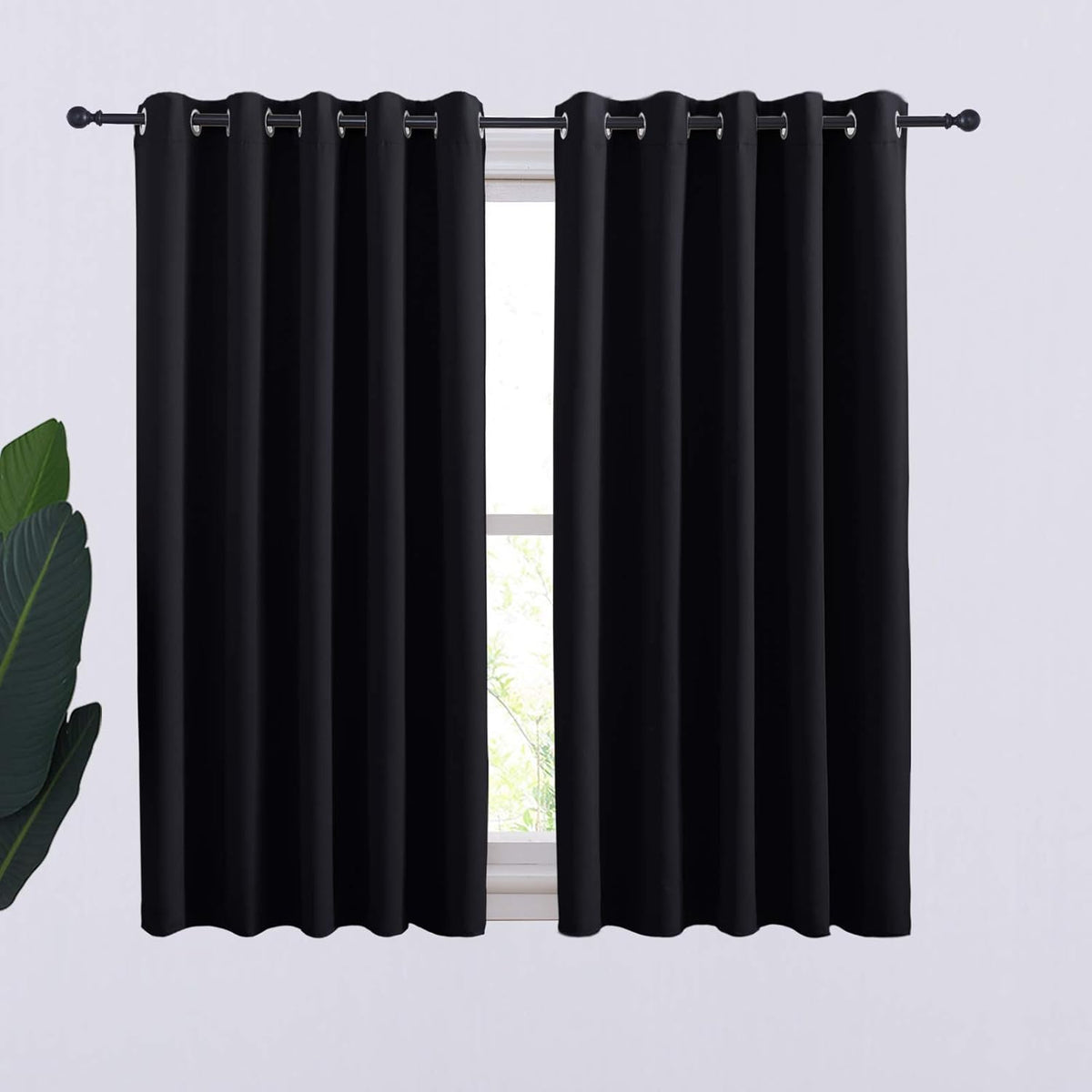 NICETOWN Blackout Curtains 2 Panels for Bedroom- Thermal Insulated Grommet Blackout Curtains 63 Inches Long for Living Room/Kitchen Rideaux occultants (2 Panels, W42 x L63 -Inch,Grey) - PuriLite