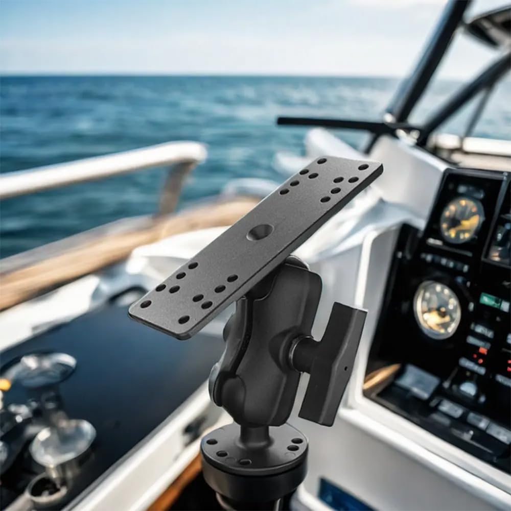 Strg Kayak Fish Finder Mount with 1.5" C Size Ball Rectangular Plate and Round Base, 3.75" Medium Arm Fish Finder Mount Boat Marine Electronic Mounts for Garmin, Lowrance and More Fish Finders