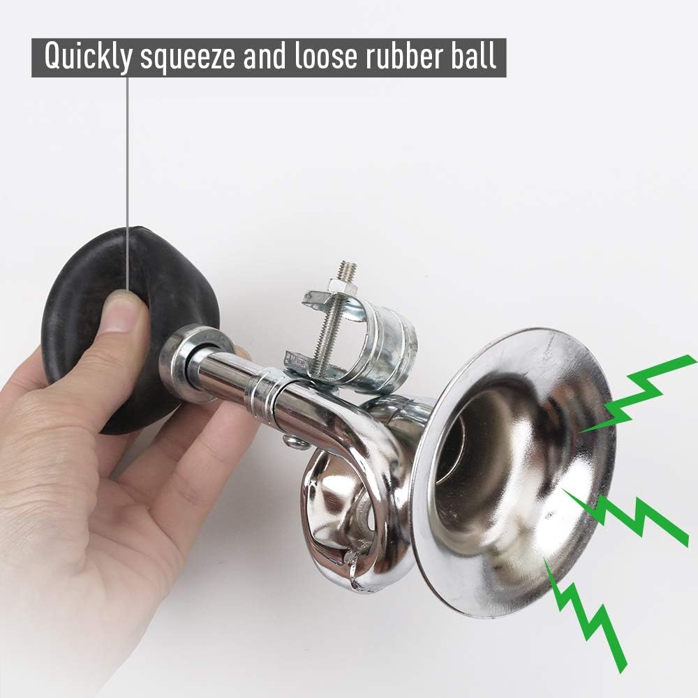 Cozihom Bike Bugle Horn, Metal Squeeze Clown Bugle for Bicycle, Bicycle Bell, Universal, Fit for 22.2mm Handlebar, 2 Pack