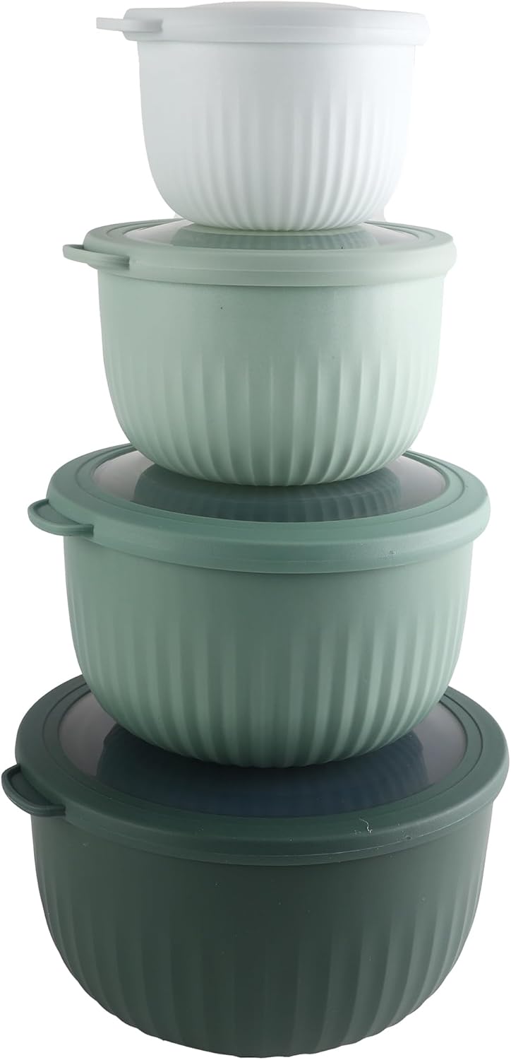 COOK WITH COLOR Prep Bowls with Lids- 8 Piece Nesting Plastic Small Mixing Bowl Set with Lids (Teal Ombre)