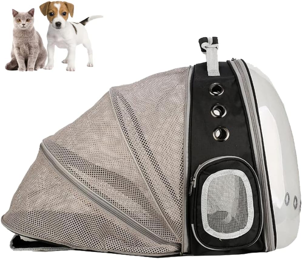 Cat Backpack Carrier Pet Dog Expandable Carriers Bag with Space Capsule Clear Bubble Window for Kitten Small Puppy and Bunny Cats Travel Hiking Walking Outdoor Use
