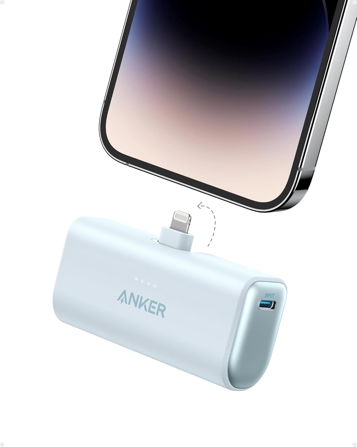 Anker Portable Charger with Built-in Lightning Connector, 5,000mAh MFi Certified 12W Portable Charger, Compatible with iPhone 14/14 Pro / 14 Plus / 14 Pro Max, iPhone 13 and 12 Series