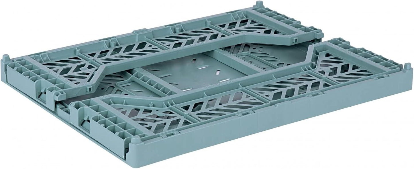 AYKASA Collapsible Storage Bins, Plastic Crate for Storage, Collapsible Crate, Utility Stackable Box (Small, Arctic blue)