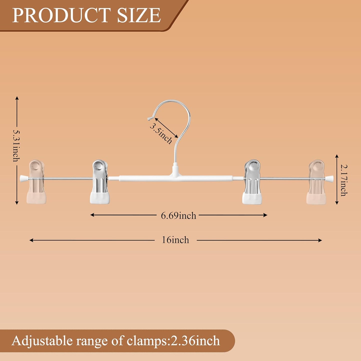 14Inch Black Pants Hangers with Clips 10 Pack Adjustable Skirt Hangers for Women Non-Slip Trousers Hanger for Jeans Clothes Hangers for Pants Heavy Duty Space Saving Shorts Hangers