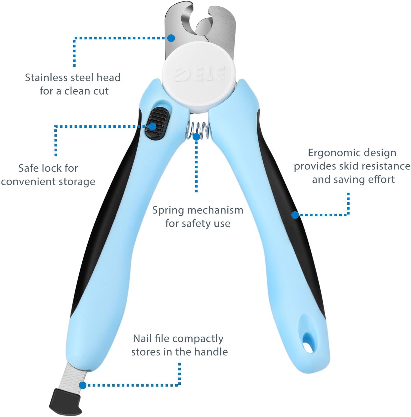 Flexzion Dog Nail Clippers Cat Nail Trimmer, Toe Claw Scissor Grooming Tool with Stainless Steel Blades, File Easy Grip Handle Safety Guard Avoid Overcutting for Small Medium Large Breed Puppy, Pink