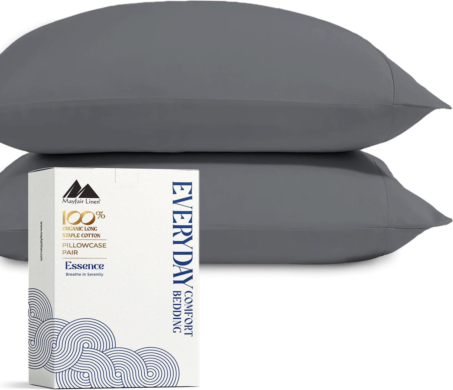 Mayfair Linen 100% Organic Cotton Percale Sheets Full Size - White Cotton Percale Sheets Full, 4 Piece Full Percale Sheet Sets, Soft & Crisp, Cooling Sheets, 16" Deep Pocket Hotel Sheets Full Size