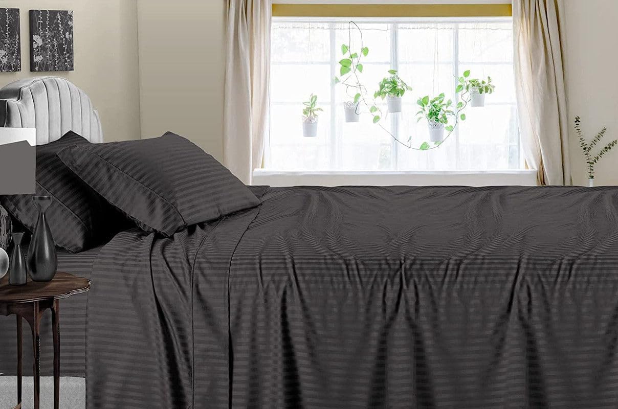 Linen Sheets 100% Egyptian Cotton- Twin-XL Sheet Set 4 Piece- 1000 Thread Count- Fits Upto 18" Deep Pocket- Long Staple Cotton Bedding, Sateen Weave-Light Blue Solid