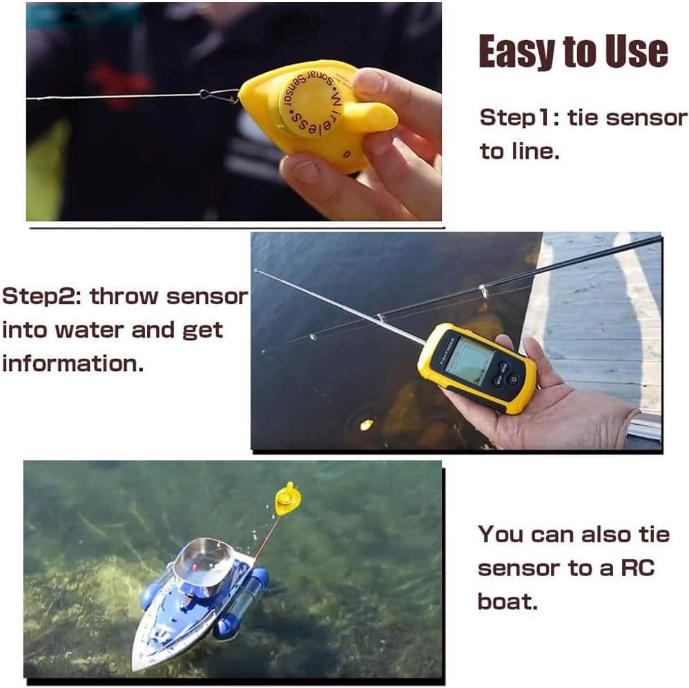LUCKYLAKER Sonar Handheld Fish Finder Transducer Portable Water Depth Finder Boat Kayak Wireless Transducer Fish Finders
