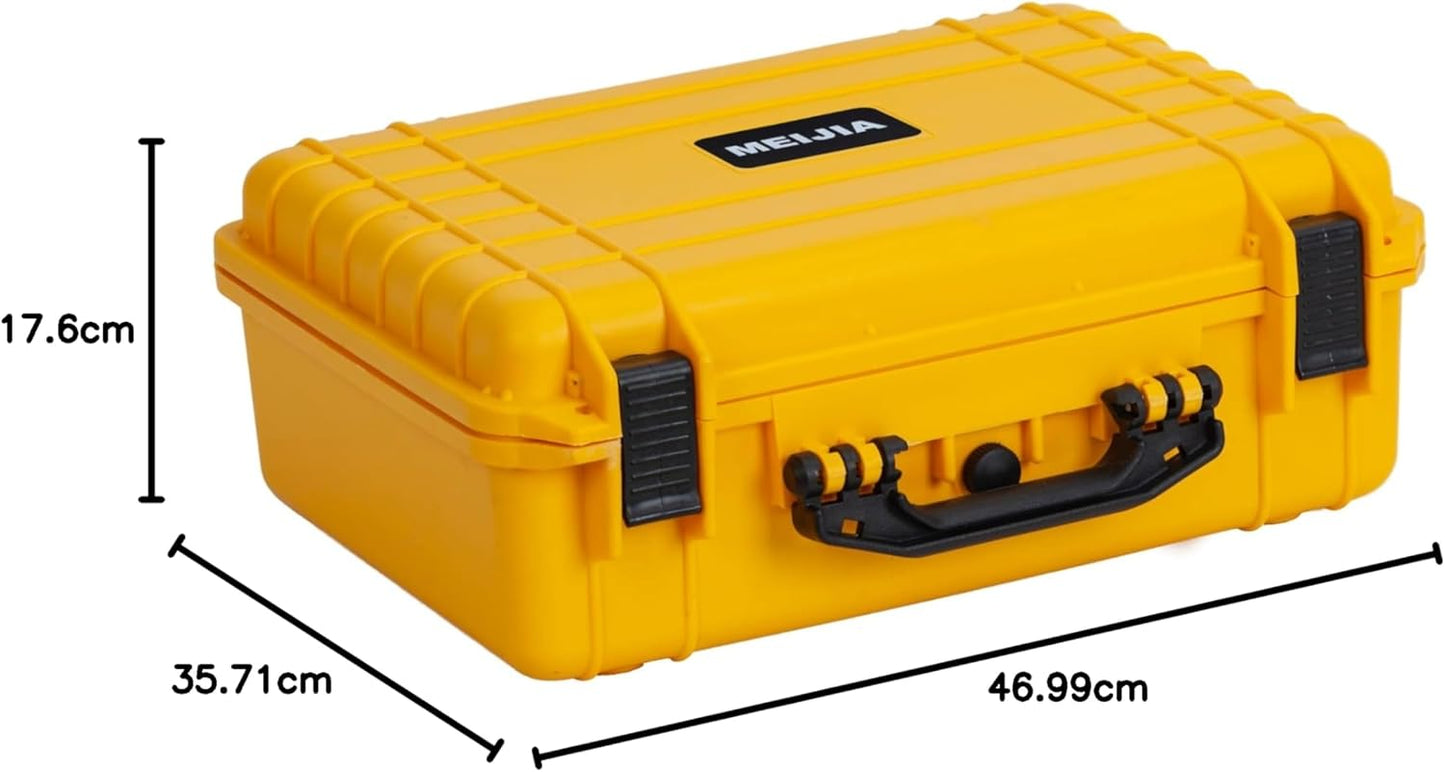 MEIJIA All Weather Portable Waterproof Hard Case,Camera Case with Customizable Fit Foam, Perfectly Protection of Camera, Drones,Pistols,Lens,Equipments,18.5 x14.06x6.93inches