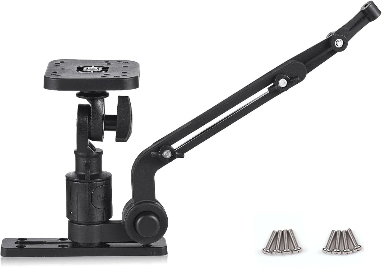 HXBER Kayak Fish Finder Mounting Plate Kayak Boat Transducer Mounting Arm with Adjustable Fishing Pole Holder