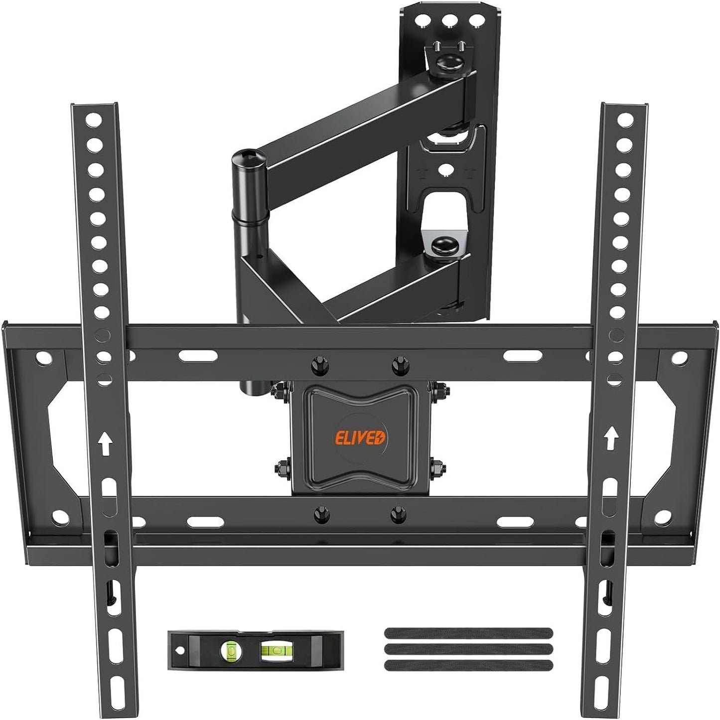 TV Wall Mount Swivel and Tilt for Most 26-55" Flat Curved TVs, Corner TV Mount Single Stud for Perfect Center, Max VESA 400x400mm, 77 lbs. Full Motion Wall Mount TV Bracket by ELIVED
