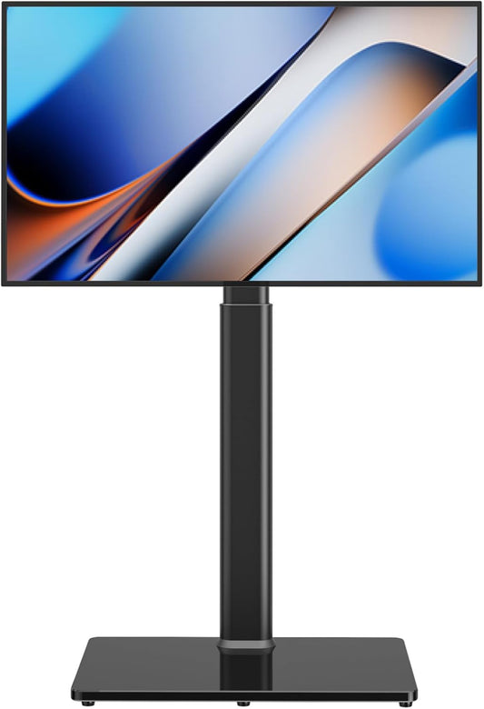 Universal Floor TV Stand with Mount 80 Degree Swivel Height Adjustable and Space Saving Design for Most 27 to 65 inch LCD, LED OLED TVs, Perfect for Corner & Bedroom AX1006TB