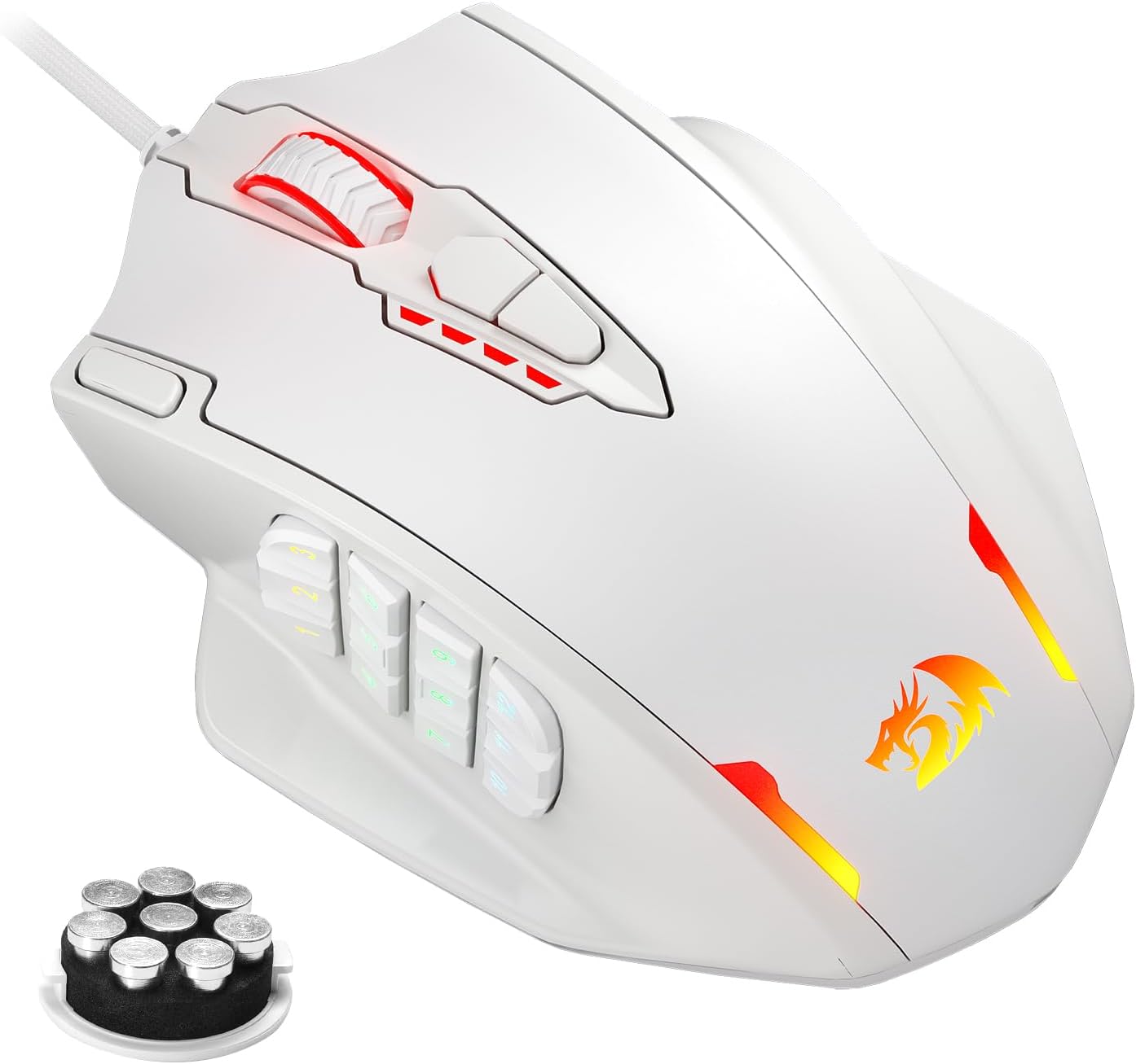 Redragon M913 Impact Elite Wireless Gaming Mouse, 16,000 DPI Wired/Wireless RGB Mouse with 16 Programmable Buttons, 45 Hr Battery and Pro Optical Sensor, 12 Side Buttons MMO Mouse
