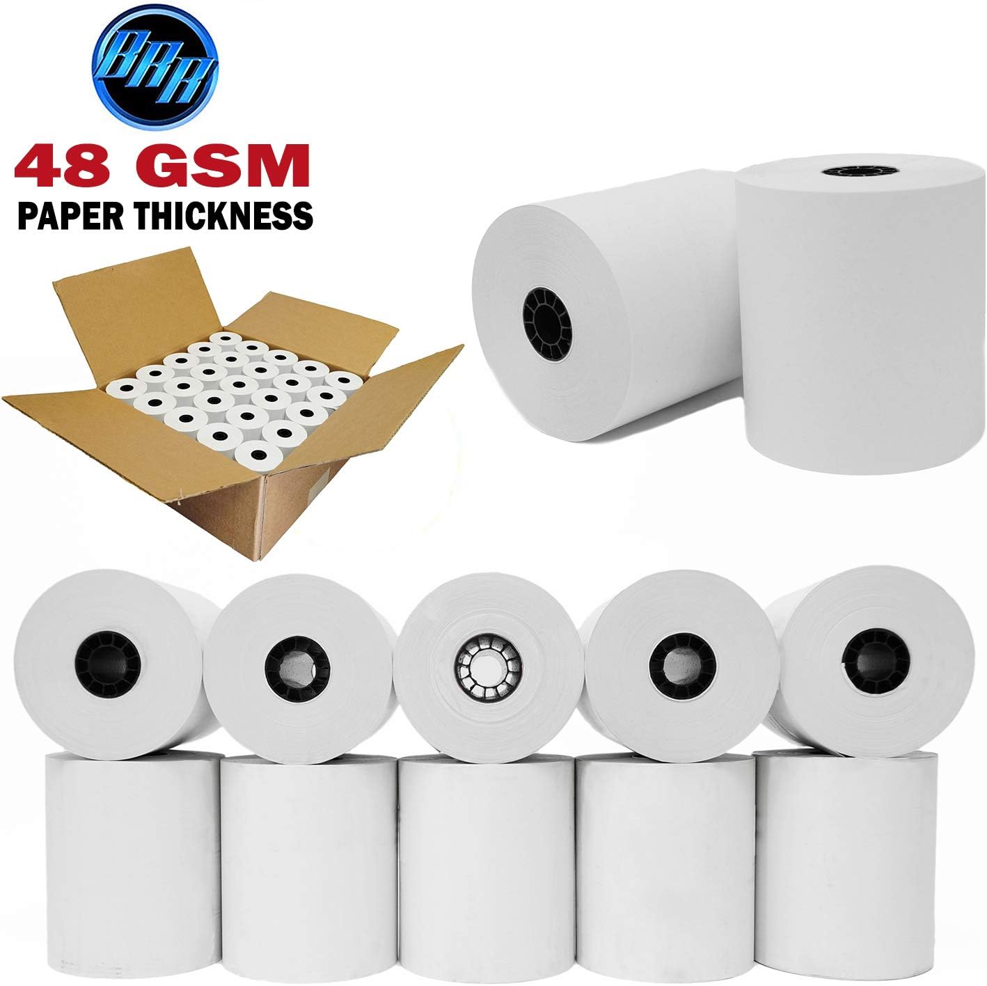 (50 Rolls) 2 1/4 x 50 Thermal Paper Receipt Rolls 2.25 x 50 ft POS Cash Register fits All Credit Card Terminals