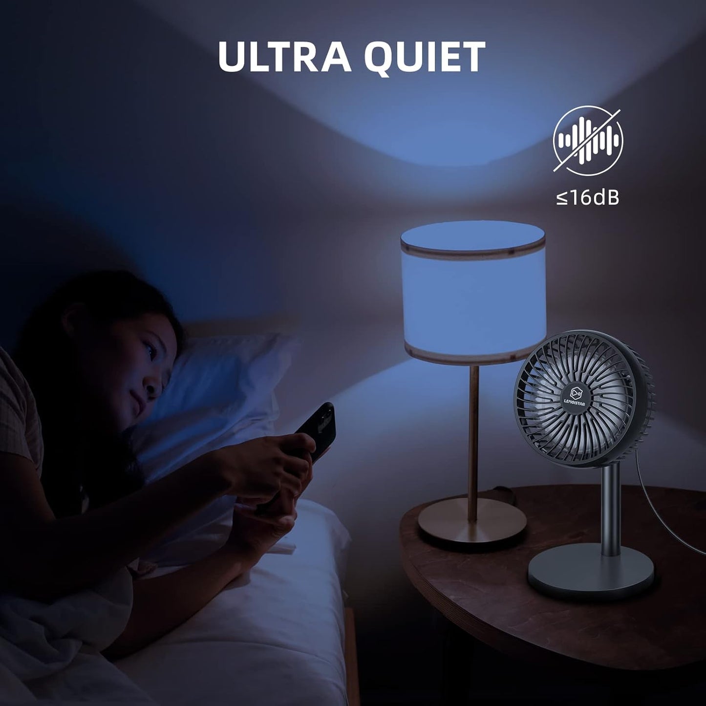 6 Inch Desk USB Fan with 4 Speeds - Adjustable Height, 72° Rotation, Quiet Table Fan for Home Office Cooling