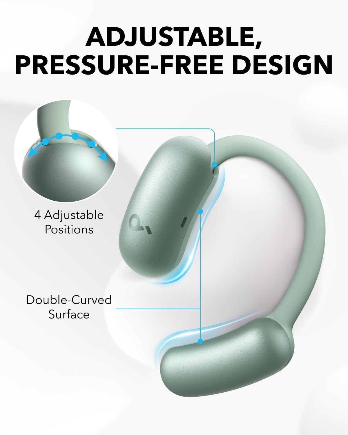 soundcore AeroFit 2 by Anker, Open-Ear Headphones, 4 Adjustable Positions for Every Ear Size, 2X Richer Bass, Hi-Res,42H Playtime,IP55,AI Clear Calls,Translation Earbuds Real Time(Renewed)