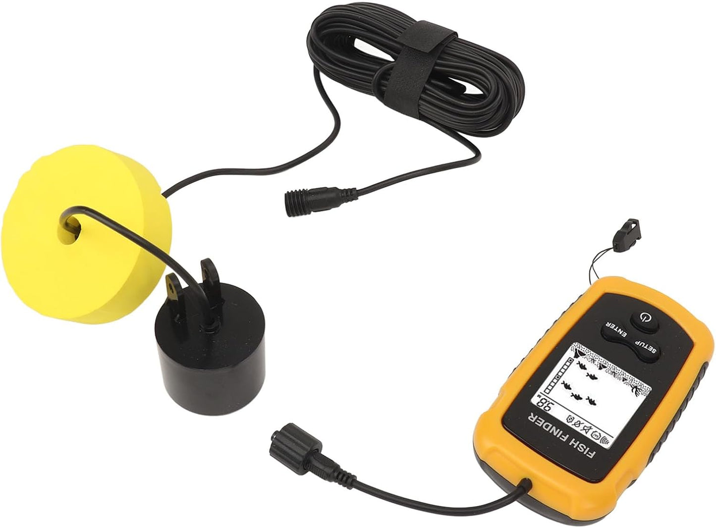 Akozon Portable Fish Depth Finder with LCD Display Handheld Fish Finder for Kayak and Boat Fishing, 200kHz Sonar Frequency, Castable