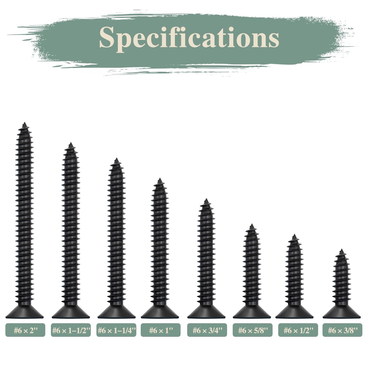 GOHODOMINO #4 x 1/2" Wood Screw 100Pcs, Stainless Steel 304 (18-8) Screws Flat Head Phillips Fast Self Tapping Drywall Screws Black Oxide
