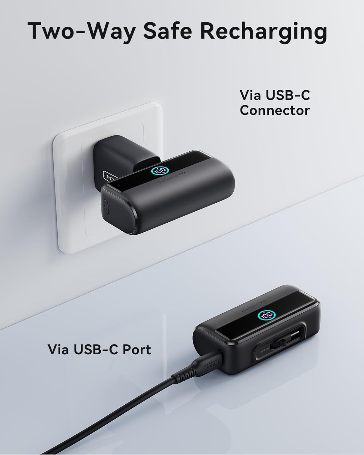 INIU Mini Portable Charger, 5500mAh Power Bank with Build-in USB-C Connector, 22.5W Fast Charging Powerbank, Travaling Essential Charger for iPhone 16 15, Fit for College Student Teen Boys Girls, Blue