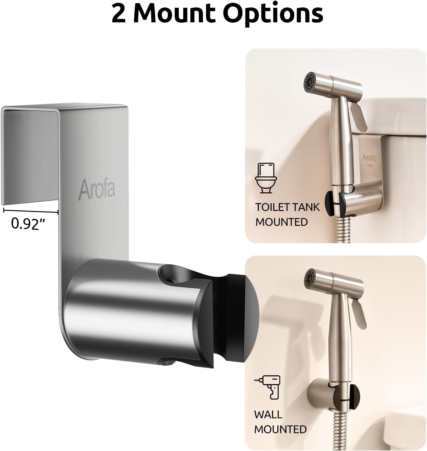 Arofa Handheld Bidet Sprayer for Toilet-Adjustable Water Pressure Control with Bidet Hose for Feminine Wash, Stainless Steel Brushed Nickel Cloth Diaper Bidet Toilet Sprayer for Baby Wash