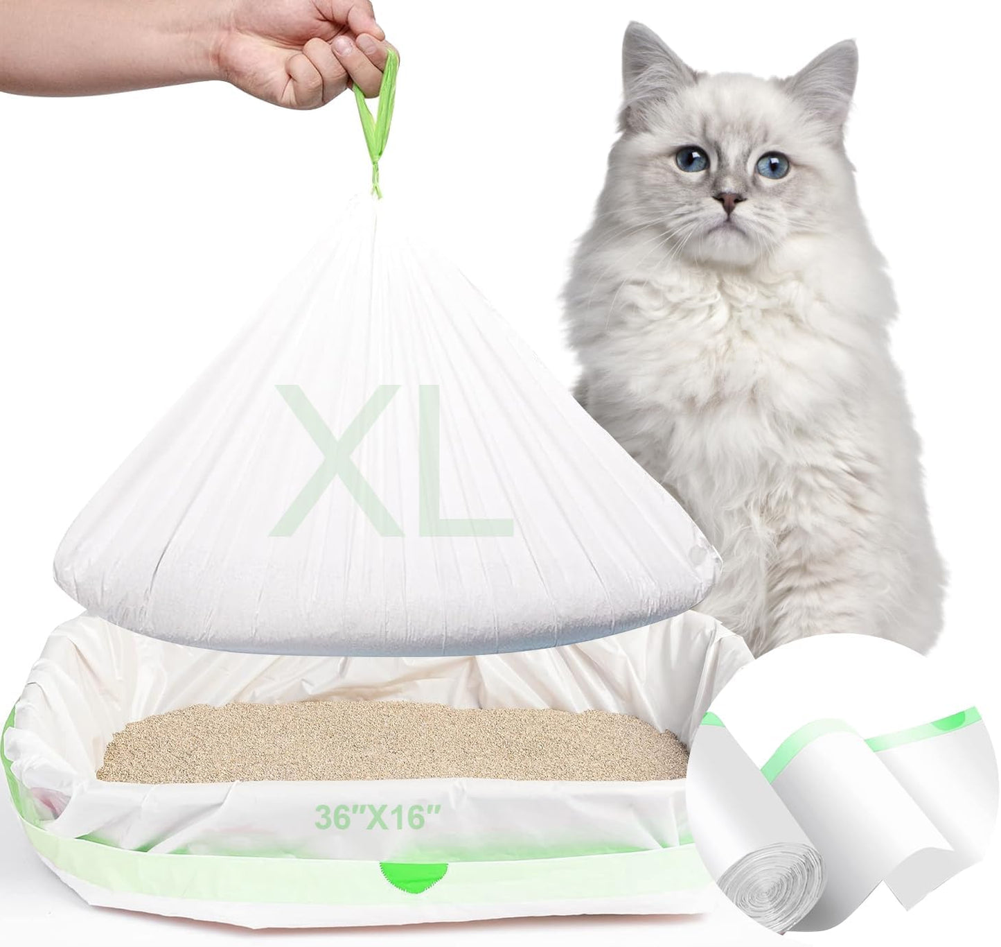Rastalola Official® 120 Pack Cat Litter Bags with Drawstring, Compatible with Litter Robot 3 & 4, 10-12 Gallons (Sold by Ameroliy-US Store)