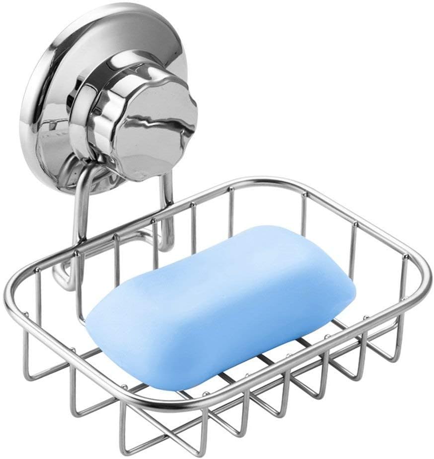 SANNO Vacumn Suction cups Shower Caddy Soap Dish Double Bath Hook-Bath Organizer Kitchen Storage Basket for Shampoo, Conditioner, Soap- Anti Rust stainless steel (set of 3)