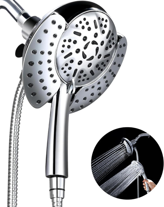 GRICH Shower Heads with Hand Held Spray: 9 Modes High Pressure Shower Head & Rain Shower Head, 2 in 1 Anti-Leak Shower Head with Hose, Height/Angle Adjustable, cUPC Certification Approved - PuriLite