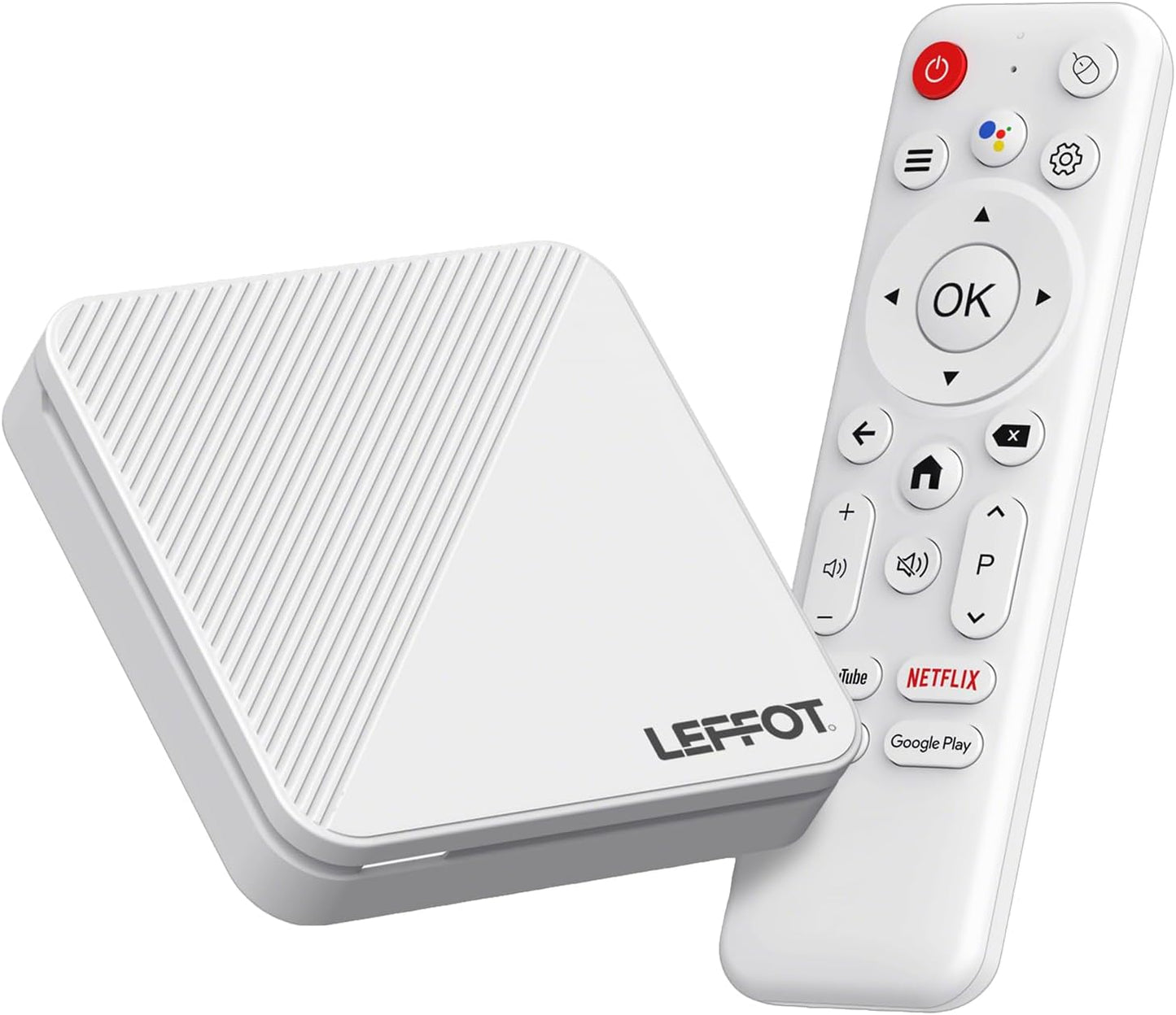 LEFFOT Android 14.0 TV Box 2025, H313 4K Ultra HD Streaming Device for TV, 2GB RAM + 16GB ROM, Smart TV Box with HDR10, Voice Control, 2.4G & 5G WiFi 6, 100M Ethernet, H313 Quad Core ARM Cortex A53
