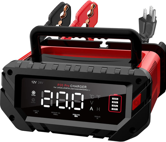Lithium Lifepo4 Battery Charger,12V 24V Fully Automatic Car Battery Charger, 12 Volt-20A, 24 Volt-10A Trickle Charger maintainer, AGM Deep Cycle Battery Charger