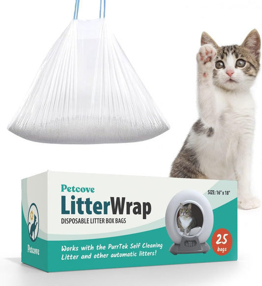 PetCove Premium Cat Litter Box Liners, Heavy-Duty Cat Litter Liner, Leakproof Poop Bag for Easy Cleanup, Kitty Litter Liners Bags, Durable Odor Control Cat Liter Bags - PuriLite