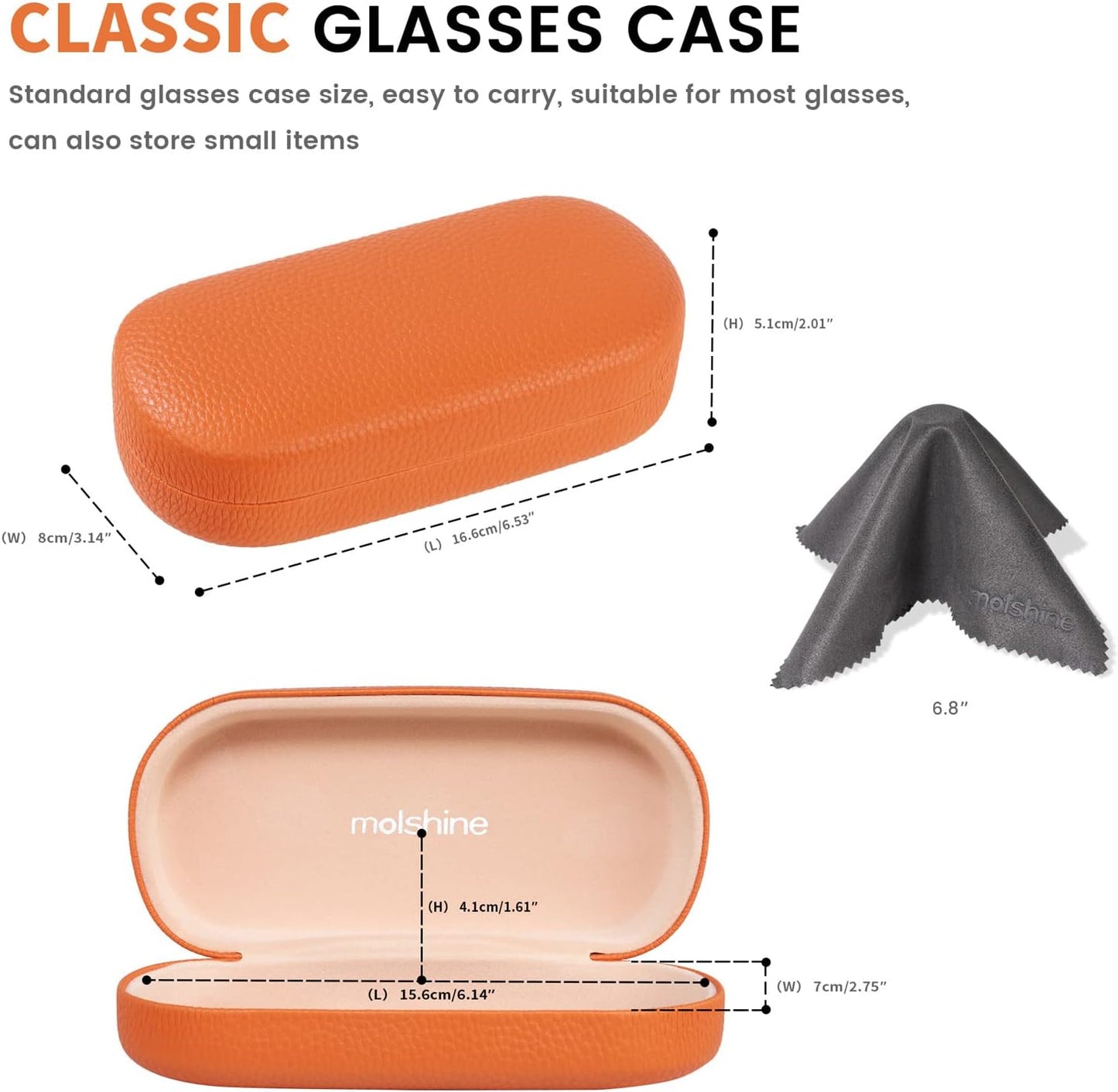 molshine Hard Shell Leather Sunglasses Case,Classic Large Glasses Case for Women Men,Sunglass Eyeglasses