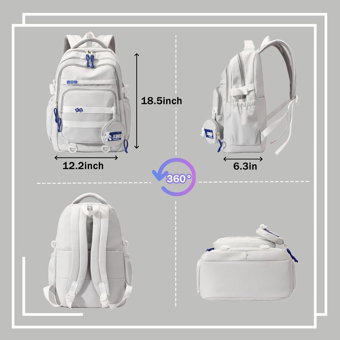 Armbq Kids Backpack for Girls Aesthetic School Backpack for Teen Girls Elementary Middle School Bookbag