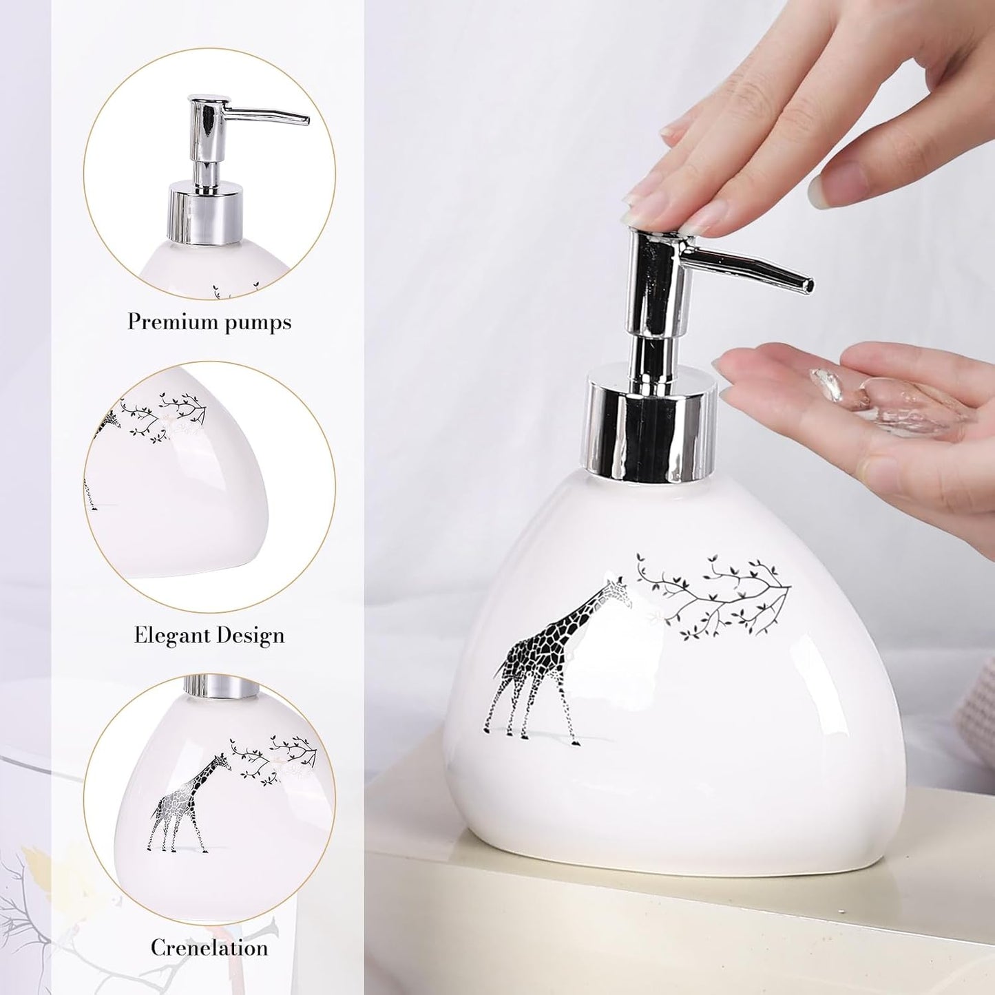 White Bathroom Accessories Set,Modern Countertop Bathroom Decor,Luxury 6 Piece Bathroom Accessory Set,Complete with Soap Dispenser,Toothbrush Holder,Tumbler,Tray