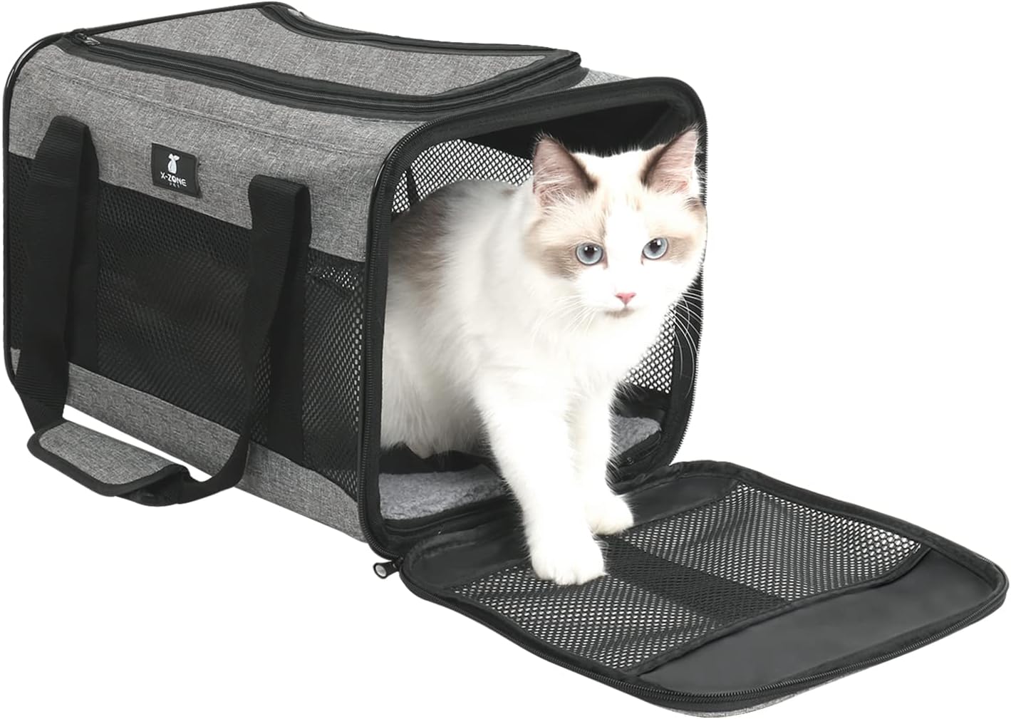 X-ZONE PET Cat Carrier Dog Carrier Pet Carrier for Small Medium Cats Dogs Puppies of 15 Lbs,Airline Approved Soft Sided Pet Travel Carrier,Dog Carriers for Small Dogs - Black Grey Purple Blue Brown