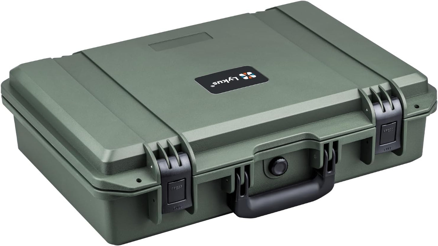 Lykus HC-4410 Waterproof Hard Case with Customizable Foam Insert, Interior Size 17.32x11.42x4.72 in, Suitable for up to 16" Laptop,Starlink Mini,Keyboard,Drill,Audio Mixer,mic,Flashlight,and More