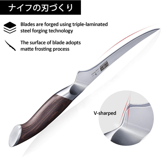 HOSHANHO Fillet Knife 7 Inch, Super Sharp Boning Knife in High Carbon Stainless Steel, Professional Japanese Fish Knife for Meat Poultry Cutting - PuriLite