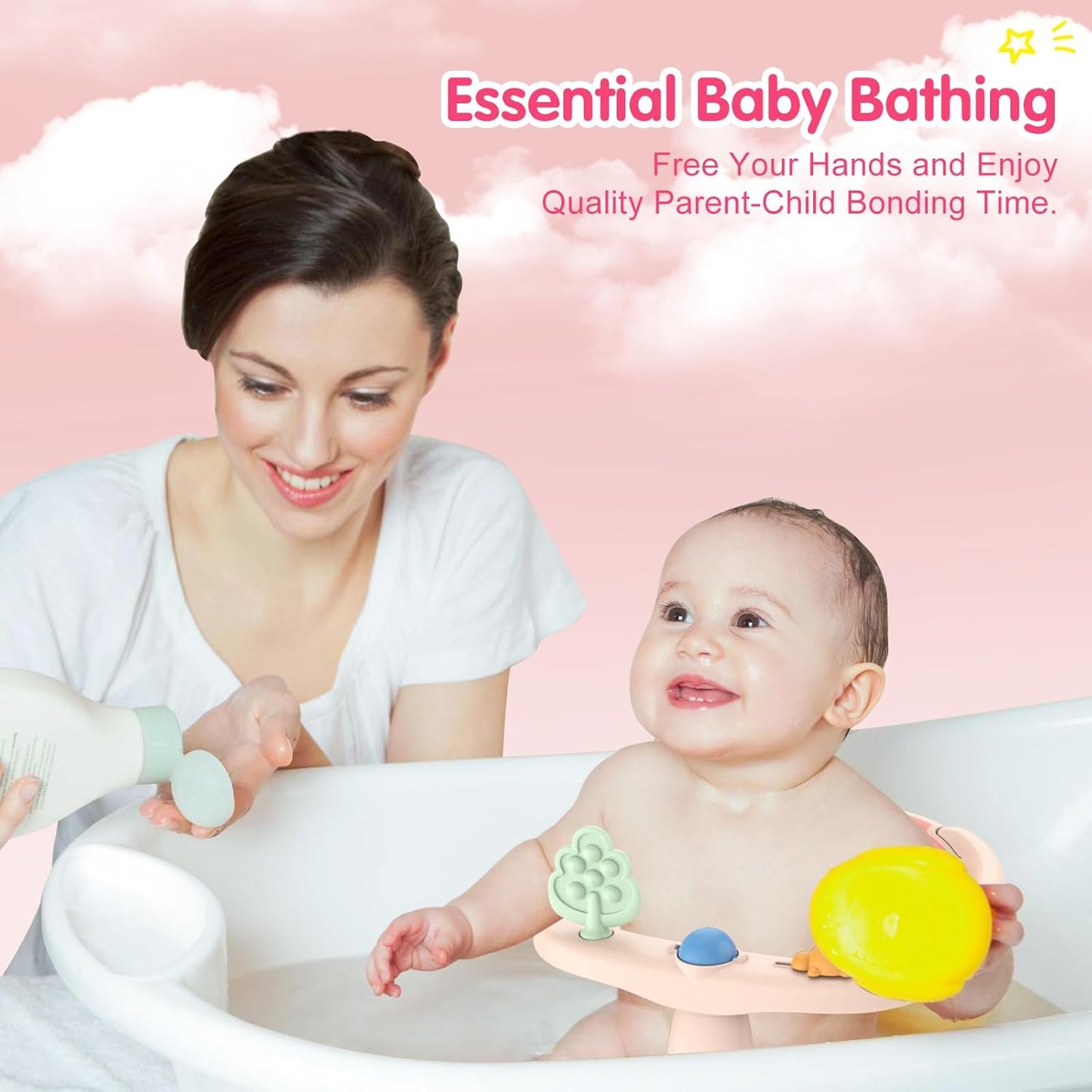 Baby Bath Seat for Babies 6 Months & Up, Non-Slip with Suction Cups, Safe & Comfortable Infant Bath Seat for Bathtub, Grey