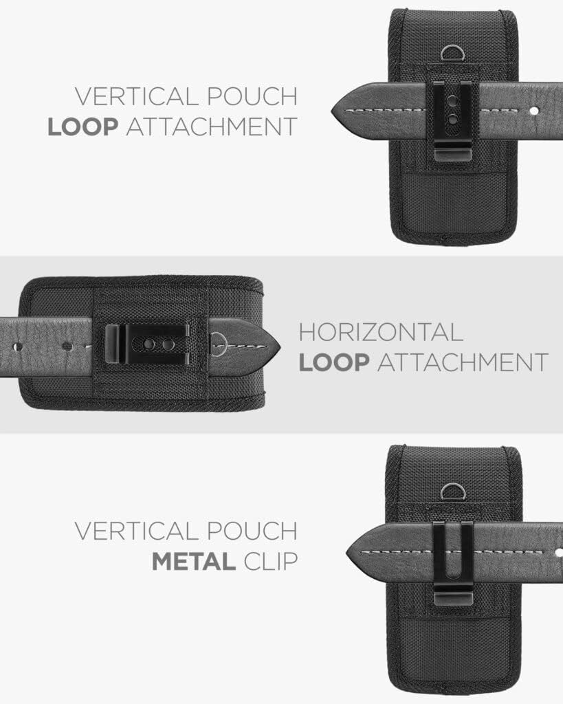 Encased XL Cell Phone Pouch Holster Compatible with Samsung Galaxy S21 / S22 /S23/S24 Ultra, iPhone 12/13/14/15/16 Pro Max Belt Clip Holder (Large Case Compatible)