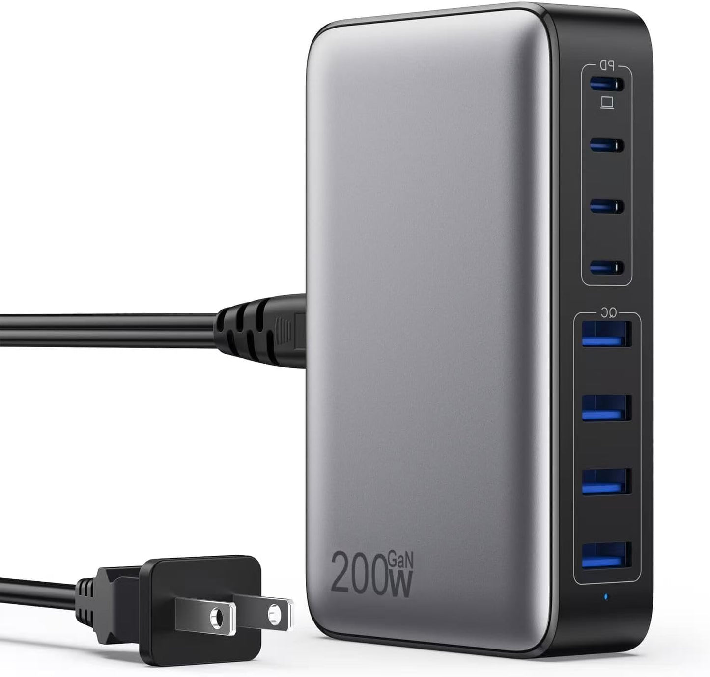 USB C Charger 200W Charger Block, 8-Ports Gan Fast Charging Station Hub, PD 65W Laptop Charging Adapter Compatible with MacBook Pro/Air, DELL, Steam Deck, iPhone 16/15/14, Galaxy S24/S23/S22