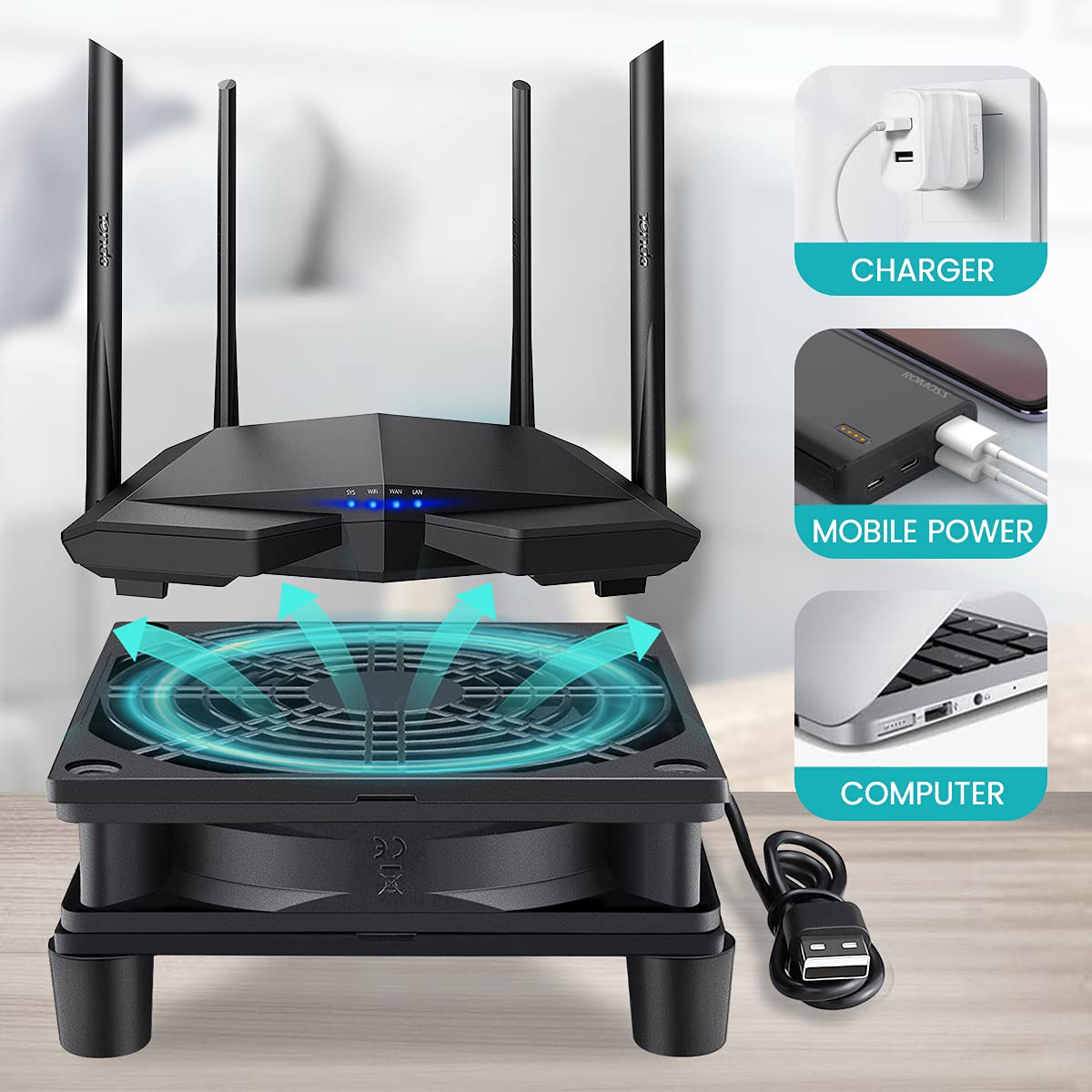 Wathai High Airflow Router Cooling Fan for Computer Cooler TV Small Box DC 5V USB Power 120mm 240mm Fan with Multi Speed Controller