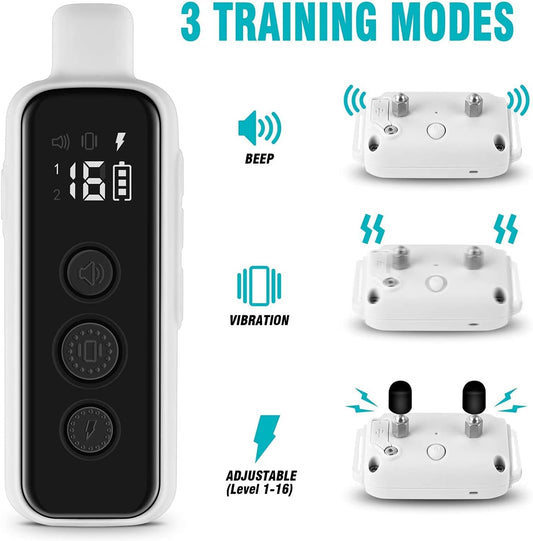 Bousnic Dog Shock Collar for 2 Dogs - (8-120lbs) Waterproof Rechargeable Electric Dog Training Collar with Remote for Small Medium Large Dogs with Beep Vibration Safe Shock Modes(Grey) - PuriLite