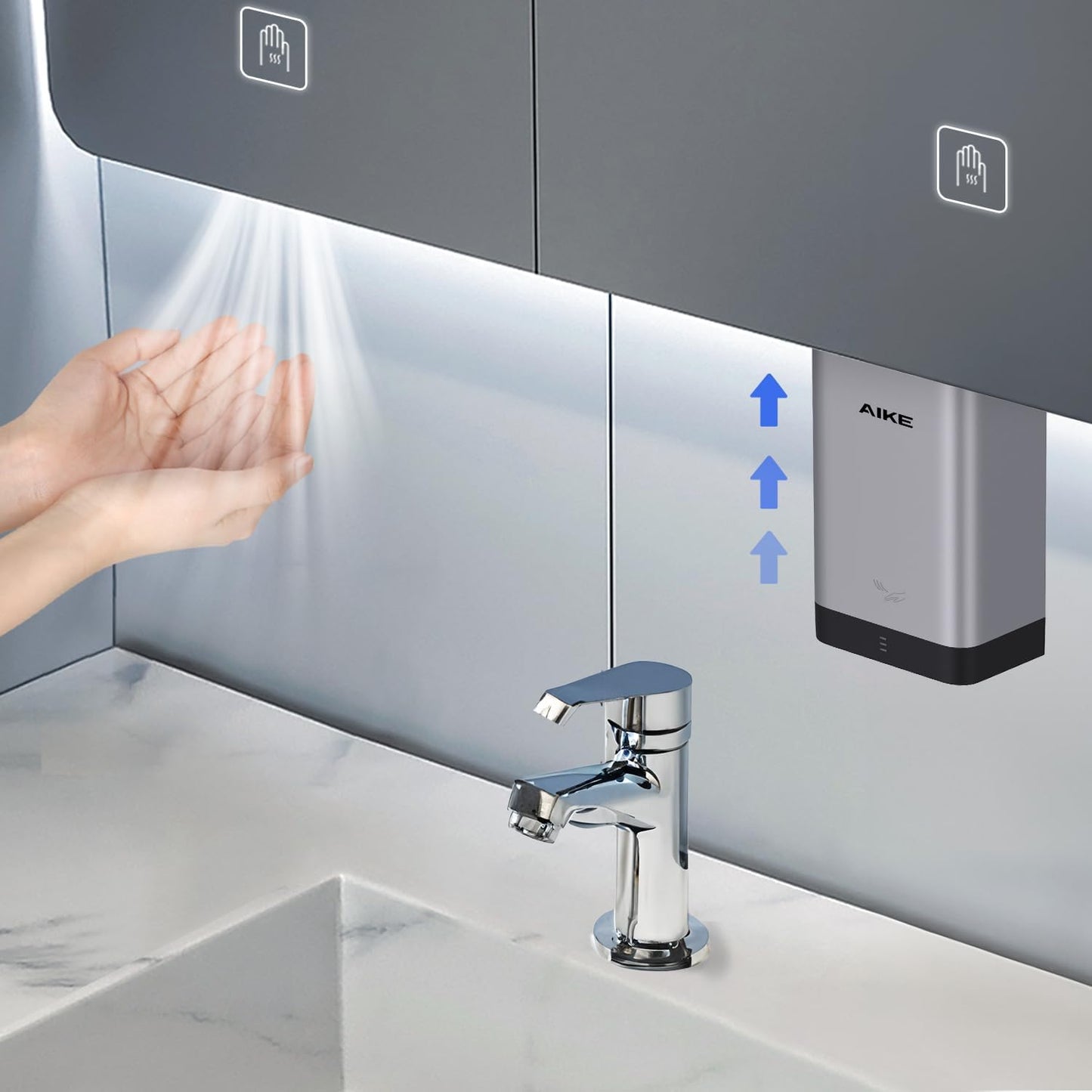 AIKE Surface Mounted ADA Compliant Hand Dryer with HEPA Filter,Black Model AK2822
