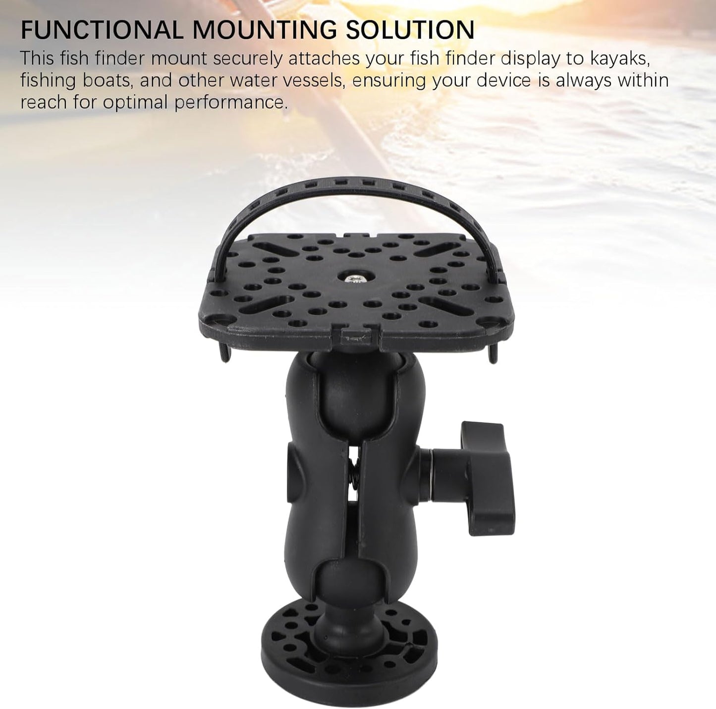 FAUOSWUK Fish Finder Mount Base, Boat Fish Finder Electronics Mount, Nylon Silicone Stable Clamping for Marine Boat Kayak Pontoon Canoe