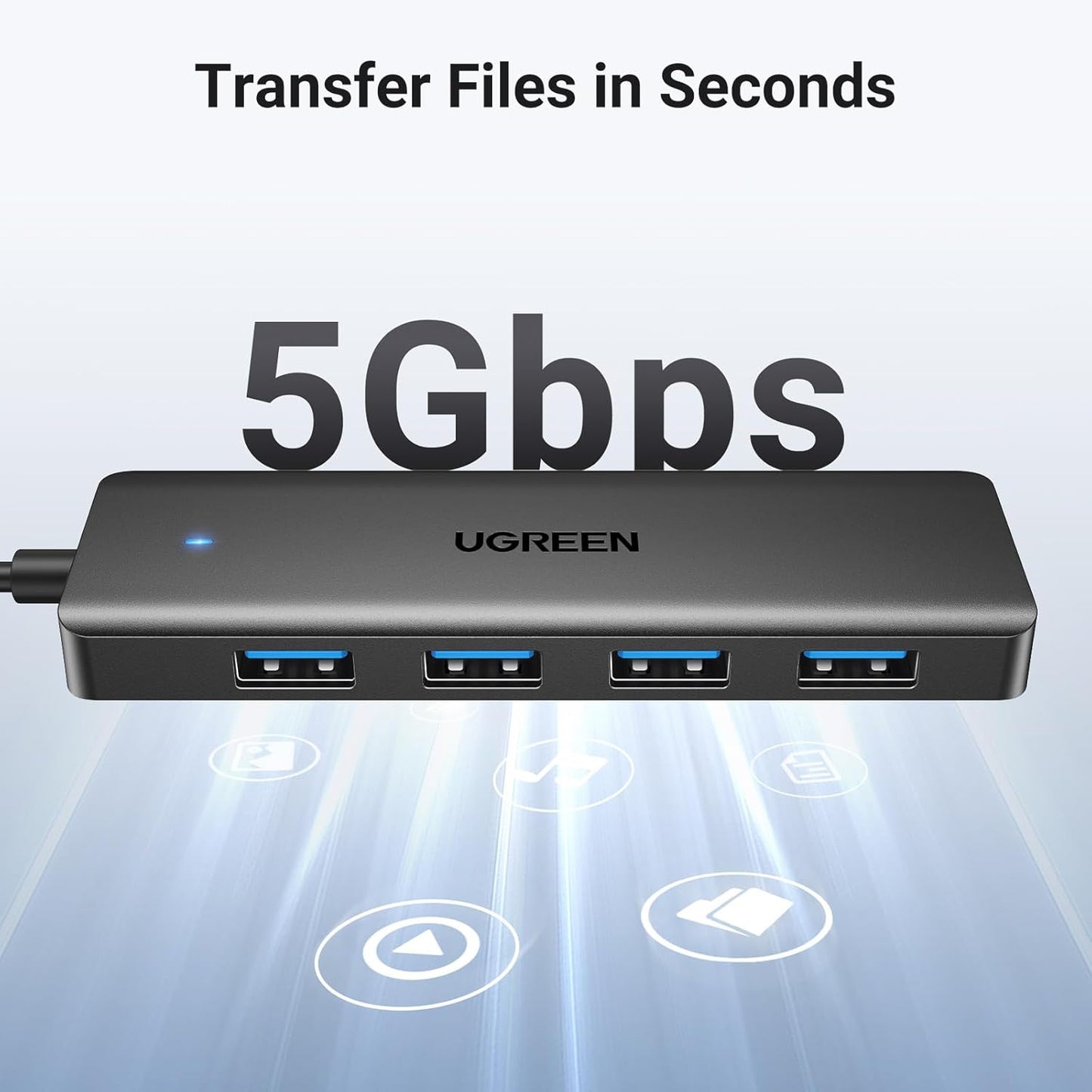 UGREEN USB Hub 3.0, 4 Ports USB A Splitter Ultra Slim Expander for Mouse, Keyboard, Flash Drive, U Disk, Printer Compatible with Laptop, Desktop PC, Xbox, PS5, Mouse, Keyboard and More, 0.5ft