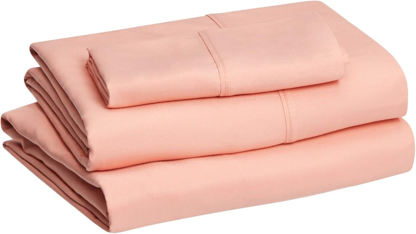 Amazon Basics Lightweight, Breathable Microfiber 4-Piece Bed Sheet Set with 14-Inch Deep Pockets, Full, Blush Pink, Solid