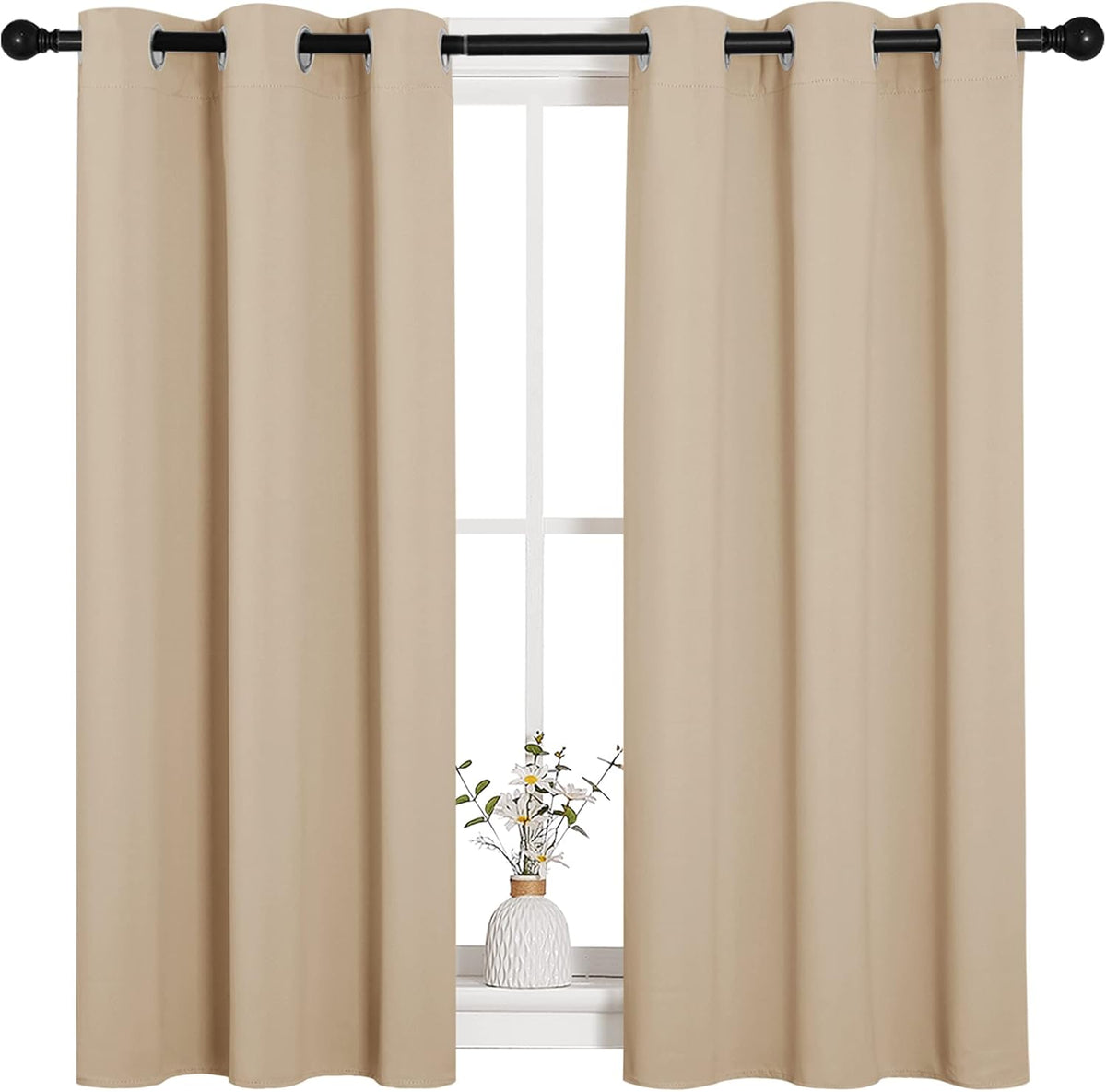 NICETOWN Blackout Curtains 2 Panels for Bedroom- Thermal Insulated Grommet Blackout Curtains 63 Inches Long for Living Room/Kitchen Rideaux occultants (2 Panels, W42 x L63 -Inch,Grey) - PuriLite
