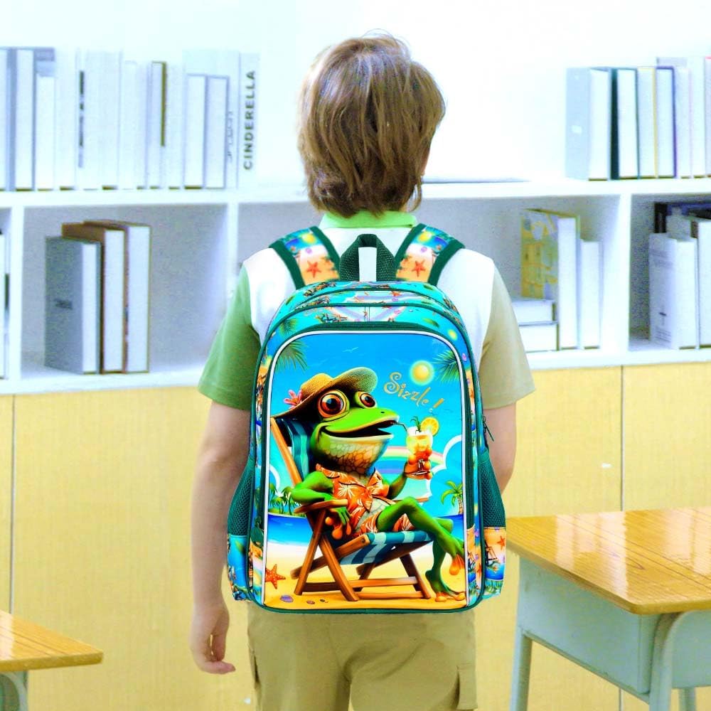 3pcs Backpack for Boys and Girls, 16” Kids Kindergarten Bookbag with Lunch Box, Cute Elementary Backpacks for Boy Girl